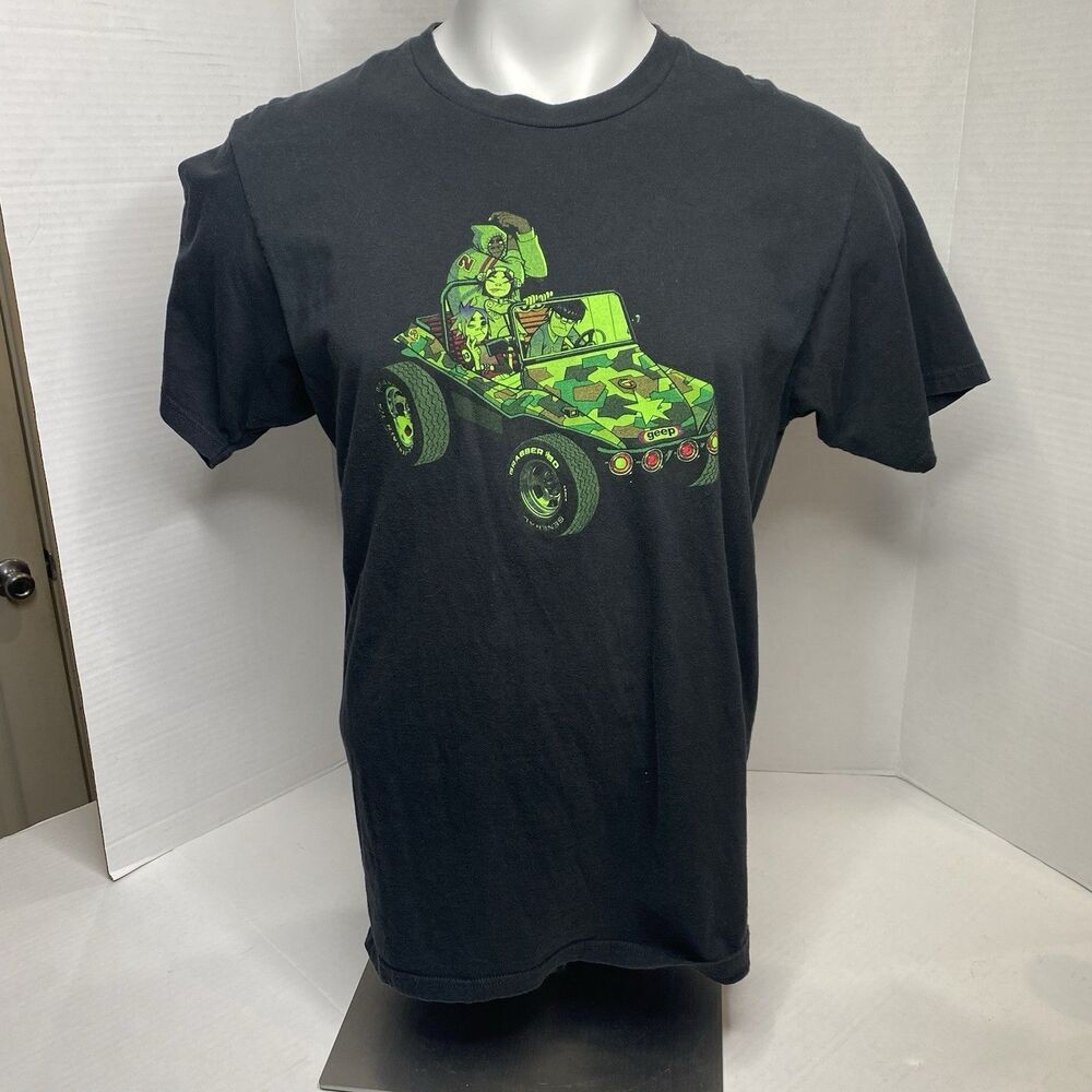 Y2K The Gorillaz Band Tee Army Geep Jeep Men L 2-Sided Graphic Punk Pop